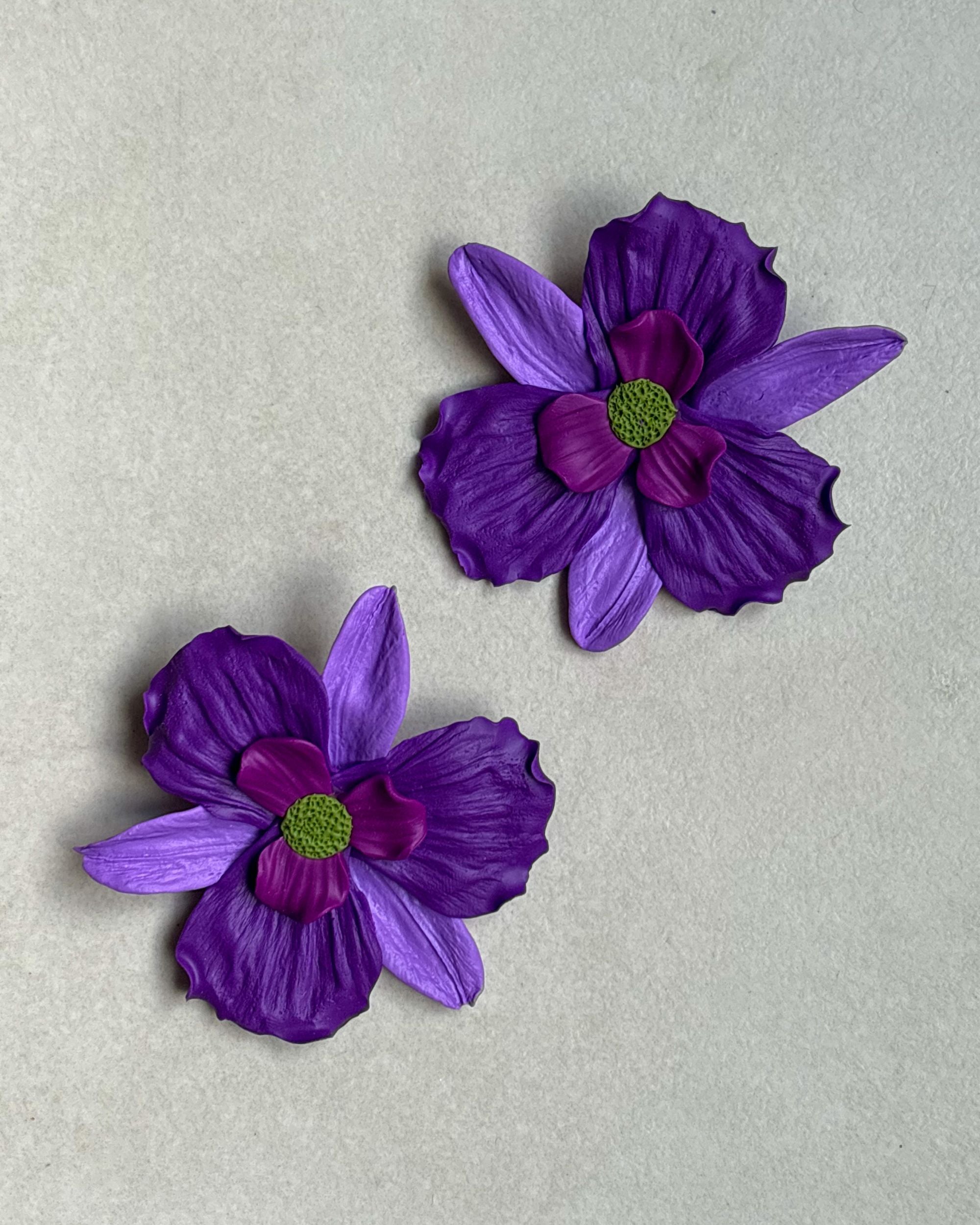 Deep Purple Orchid Earrings