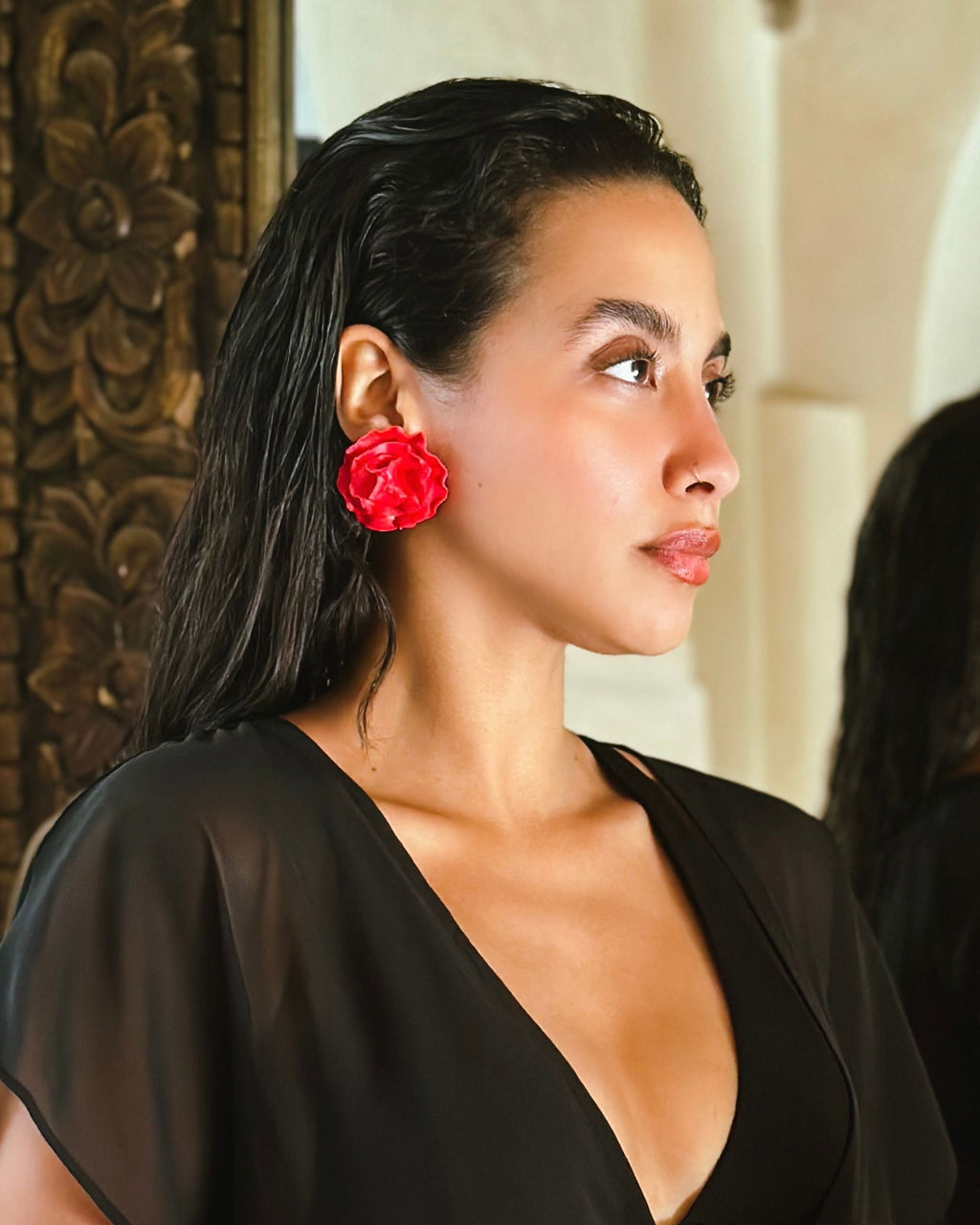 Red Carnation Earrings