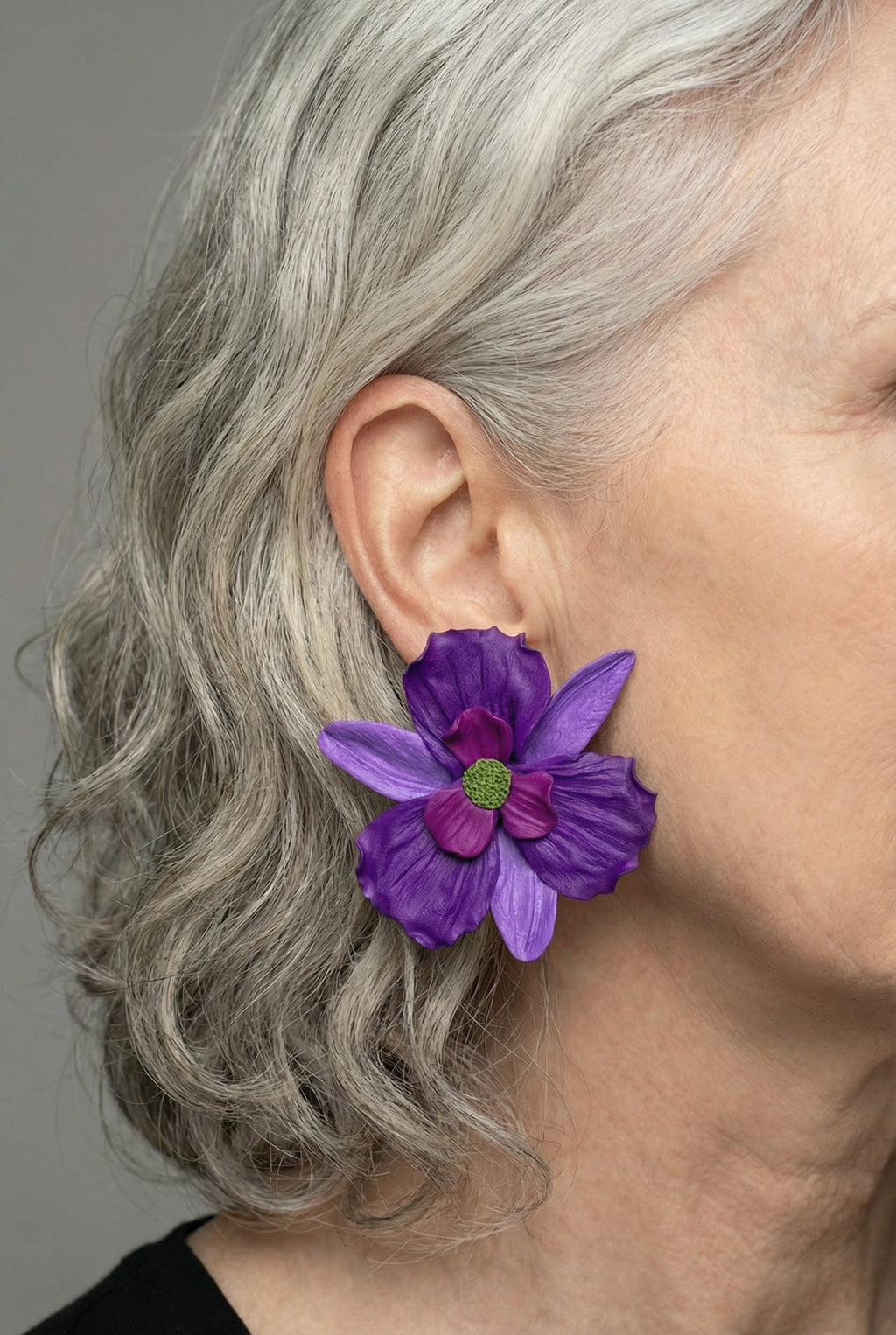 Deep Purple Orchid Earrings